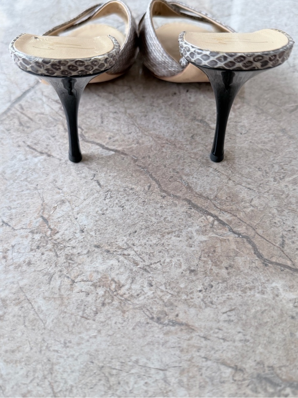 Giuseppe Zanotti Silver Metallic Python Crossover Stiletto Mules - Picture 9 of 11